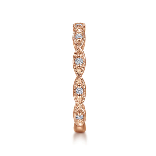 14K Pink Gold Diamond Wedding Band