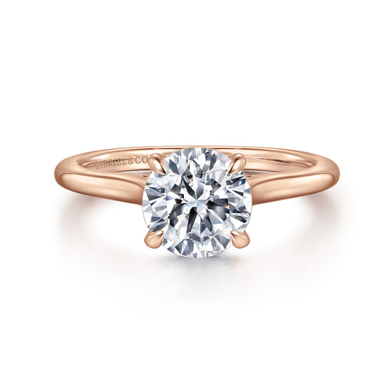 Gabriel - 14K Ros+D145e Gold Round  Diamond Engagement Ring