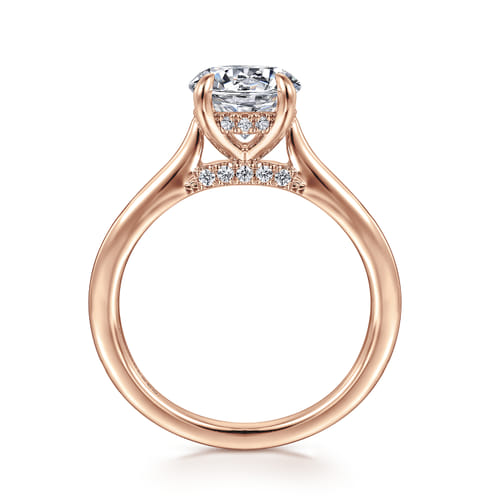 14K Ros+D145e Gold Round  Diamond Engagement Ring