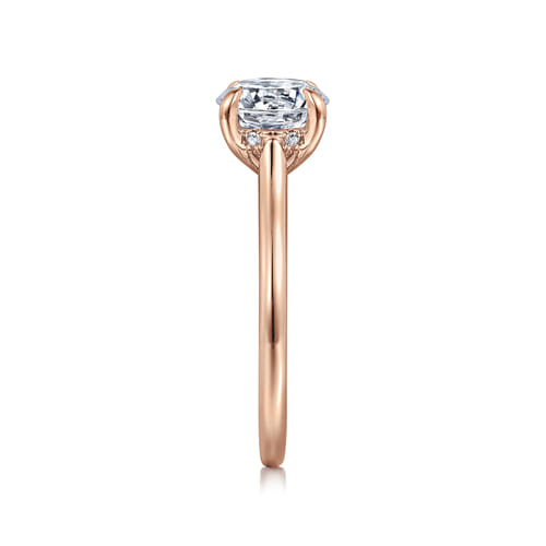 14K Ros+D145e Gold Round  Diamond Engagement Ring