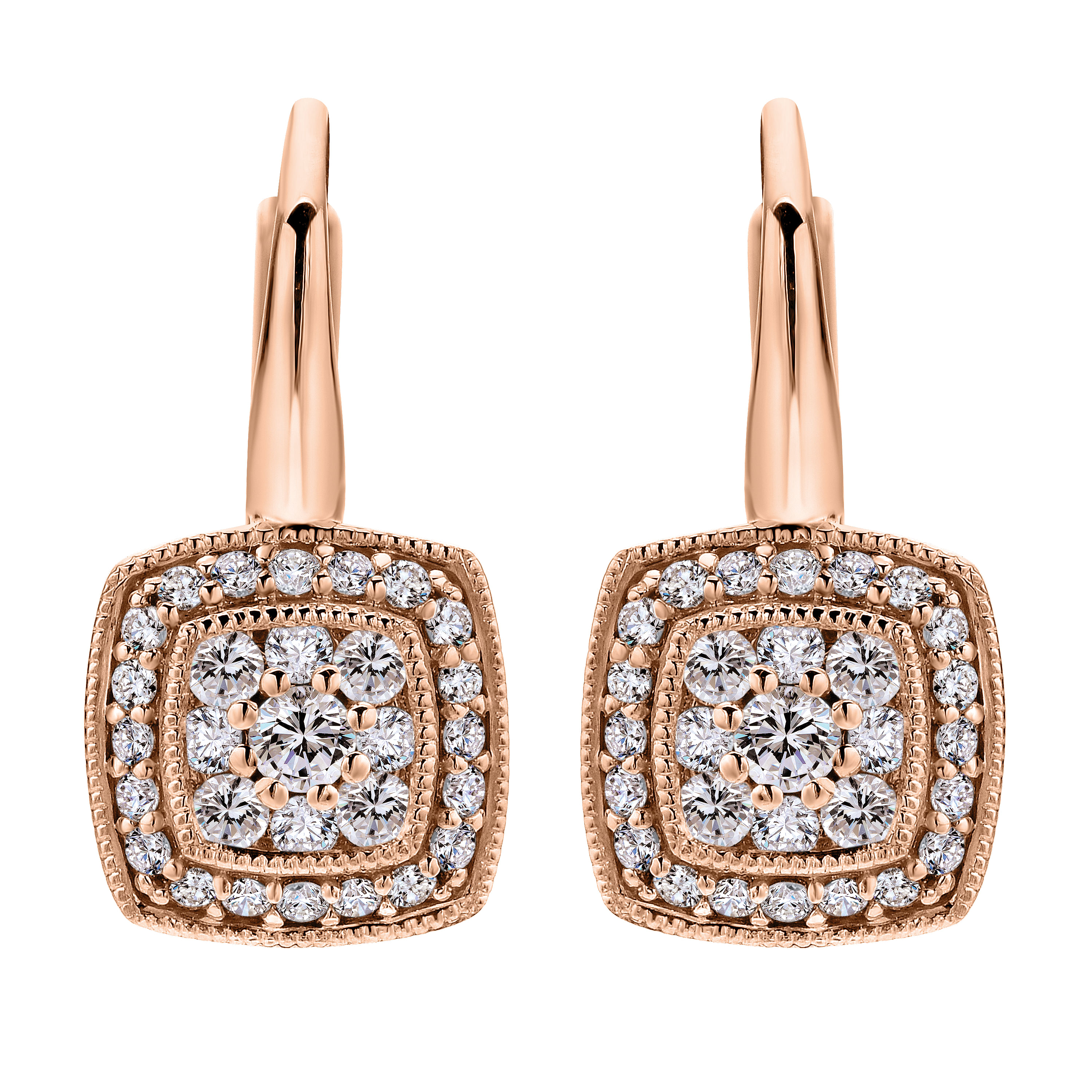 14K Rose Gold  Diamond Earrings