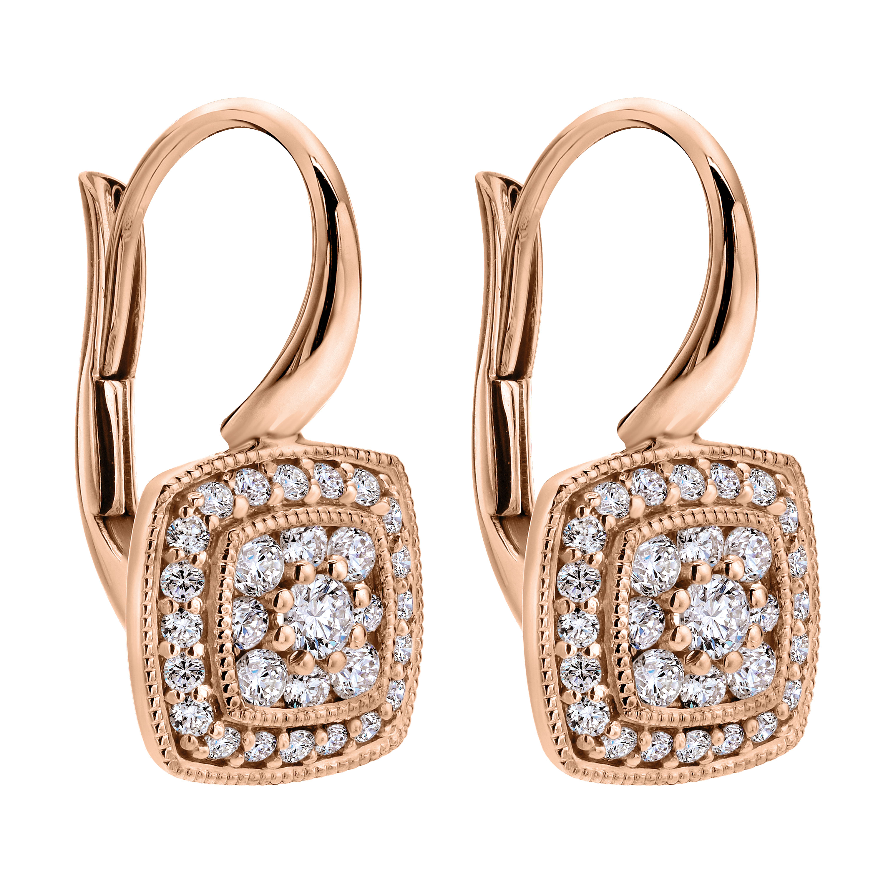 14K Rose Gold  Diamond Earrings