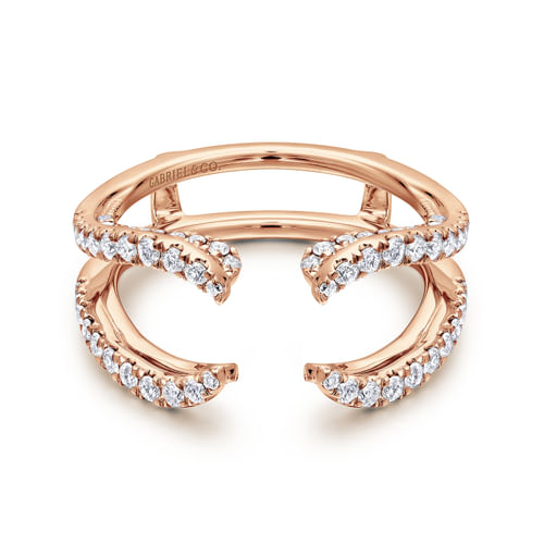 14K Rose Gold  French Pavé Set Diamond Ring Enhancer