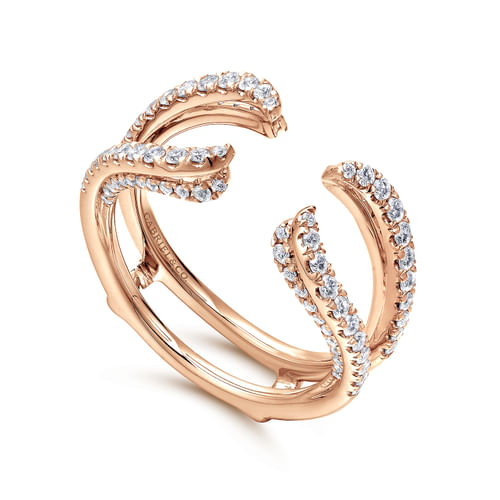14K Rose Gold  French Pavé Set Diamond Ring Enhancer