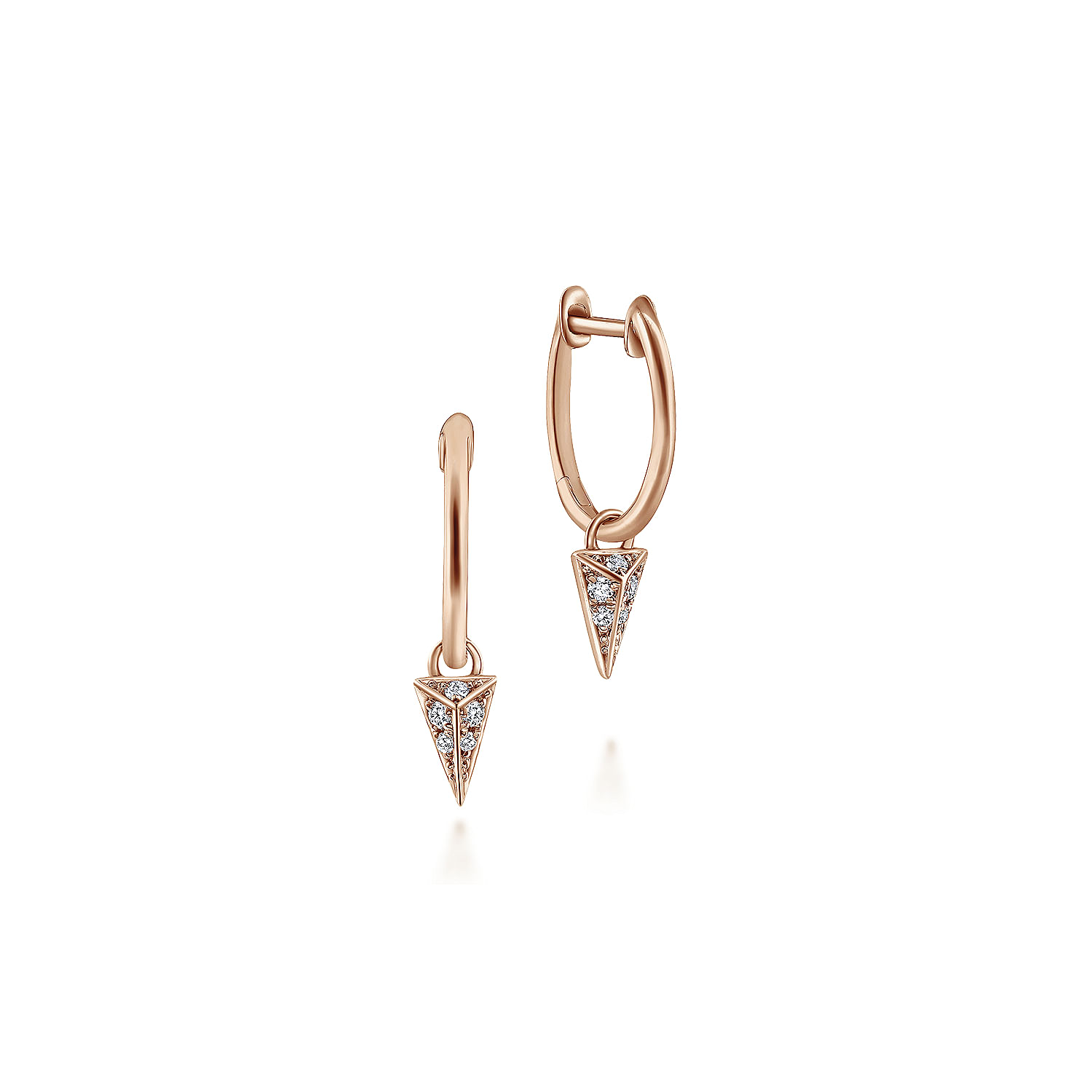 14K Rose Gold 10mm Diamond Spike Drop Earrings