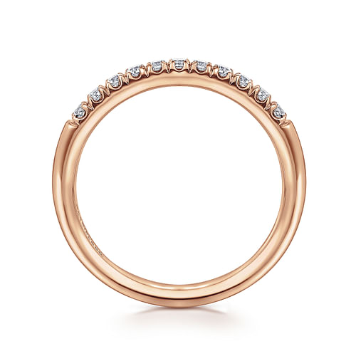 14K Rose Gold 11 Stone French Pavé Diamond Wedding Band