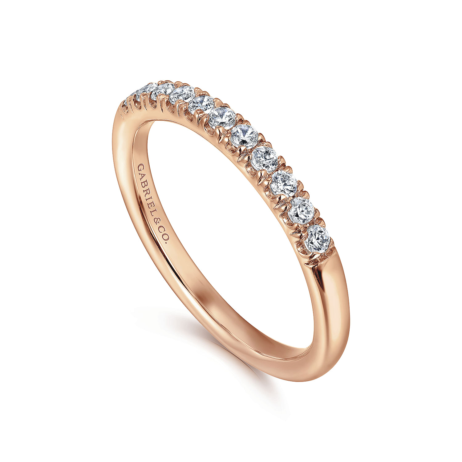 14K Rose Gold 11 Stone French Pavé Diamond Wedding Band