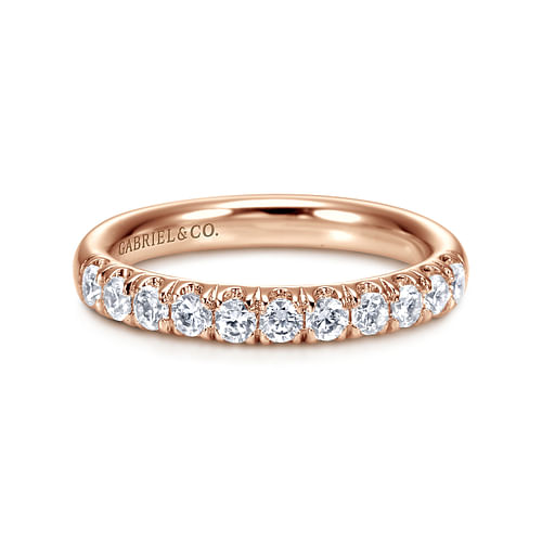 14K Rose Gold 11 Stone French Pavé Diamond Wedding Band