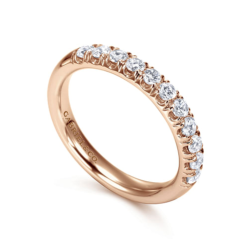 14K Rose Gold 11 Stone French Pavé Diamond Wedding Band