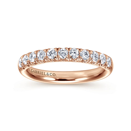 14K Rose Gold 11 Stone French Pavé Diamond Wedding Band