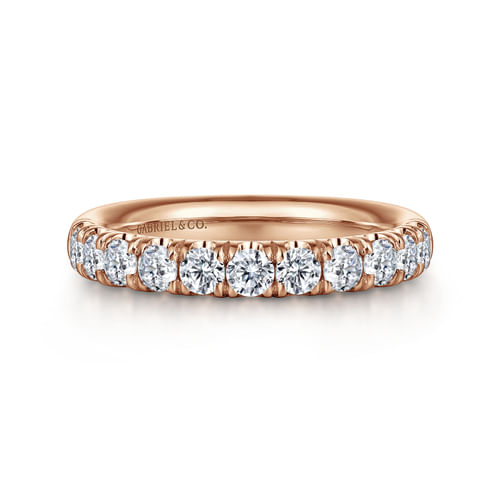 14K Rose Gold 11 Stone French Pavé Diamond Wedding Band