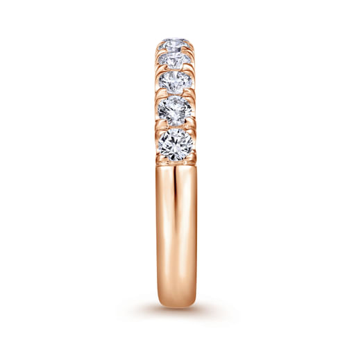 14K Rose Gold 11 Stone French Pavé Diamond Wedding Band