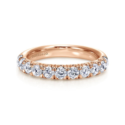 14K Rose Gold 11 Stone French Pavé Diamond Wedding Band