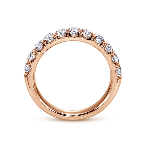 14K Rose Gold 11 Stone French Pavé Diamond Wedding Band