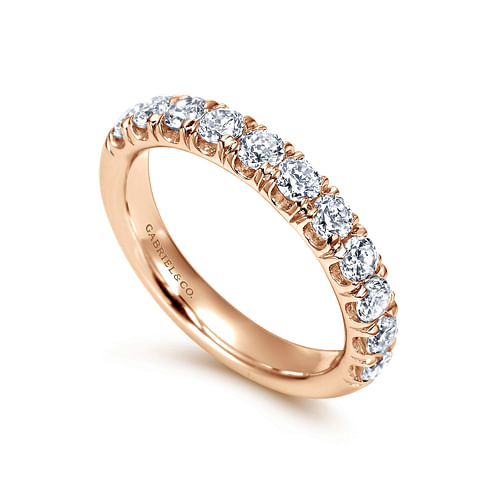 14K Rose Gold 11 Stone French Pavé Diamond Wedding Band