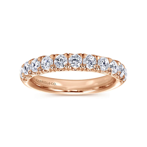 14K Rose Gold 11 Stone French Pavé Diamond Wedding Band