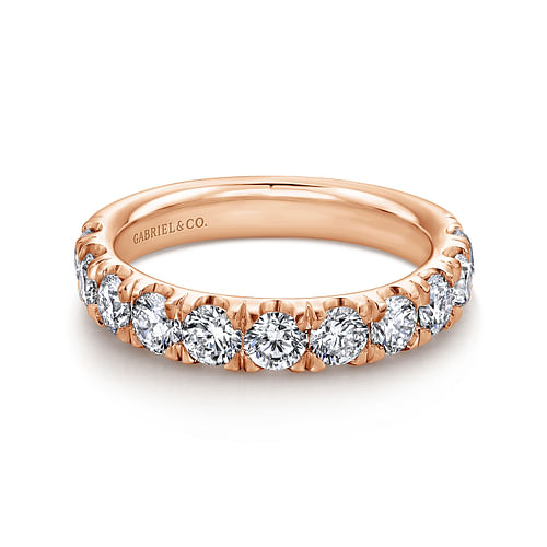 14K Rose Gold 11 Stone French Pavé Set Diamond Wedding Band