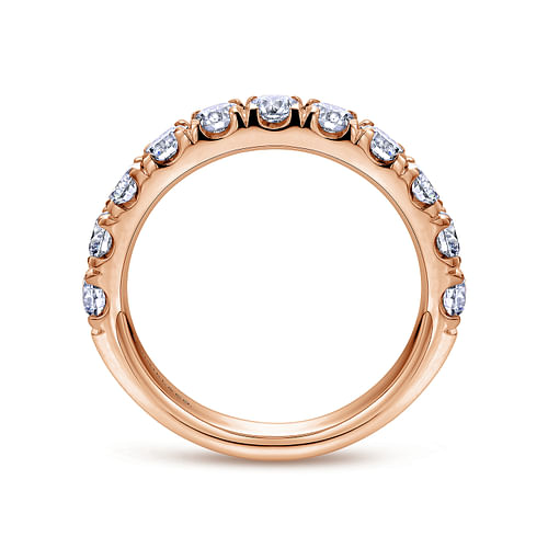 14K Rose Gold 11 Stone French Pavé Set Diamond Wedding Band