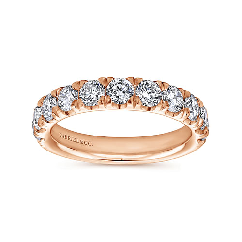 14K Rose Gold 11 Stone French Pavé Set Diamond Wedding Band