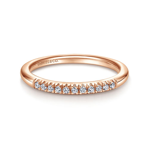 14K Rose Gold 11 Stone French Pavé Set Diamond Wedding Band