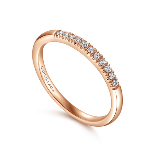 14K Rose Gold 11 Stone French Pavé Set Diamond Wedding Band