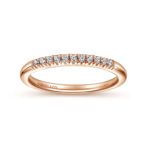 14K Rose Gold 11 Stone French Pavé Set Diamond Wedding Band