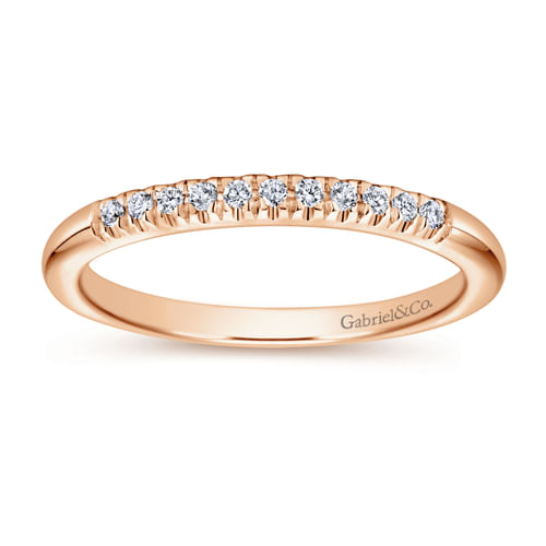 14K Rose Gold 11 Stone French Pavé Set Diamond Wedding Band