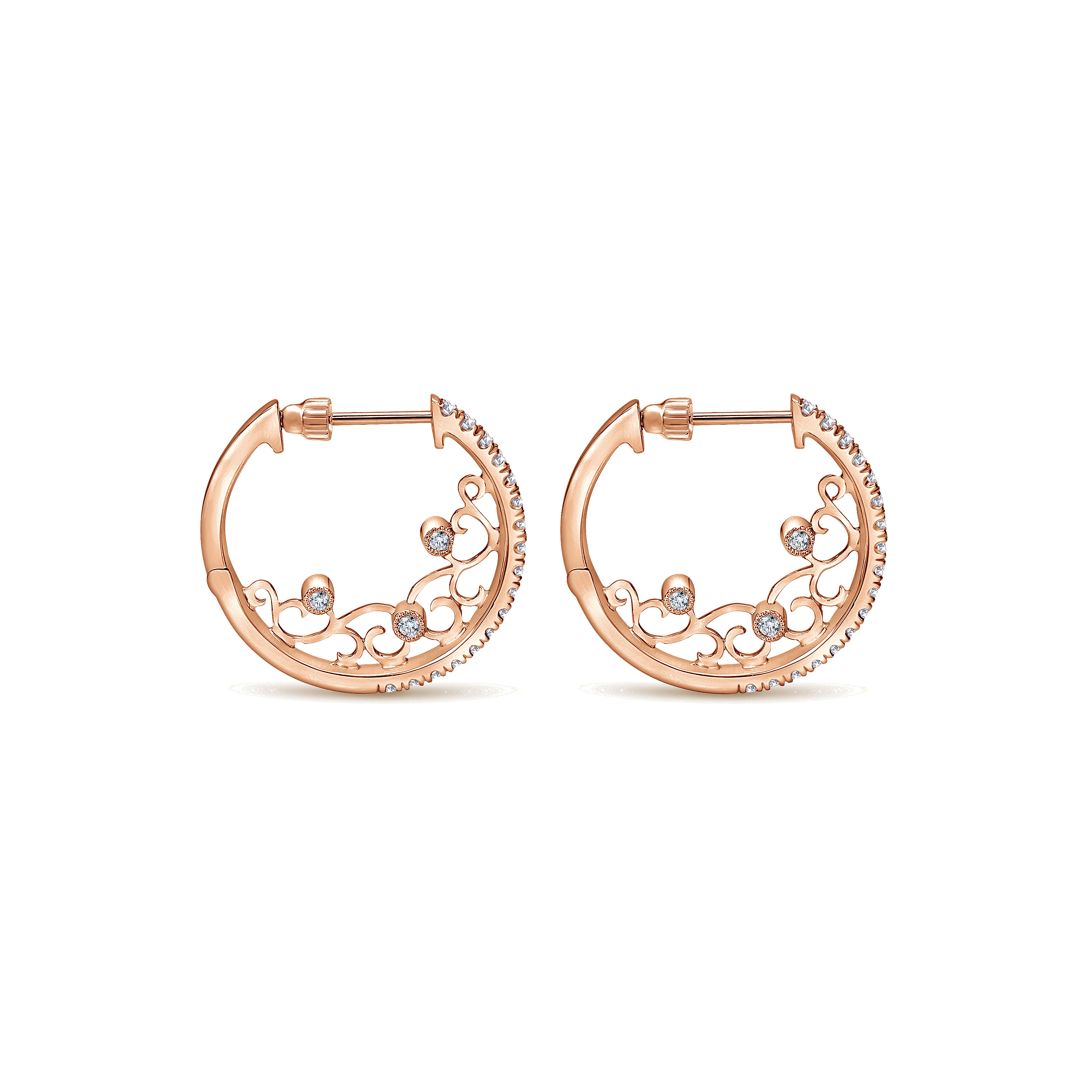 14K Rose Gold 15mm Diamond Earrings