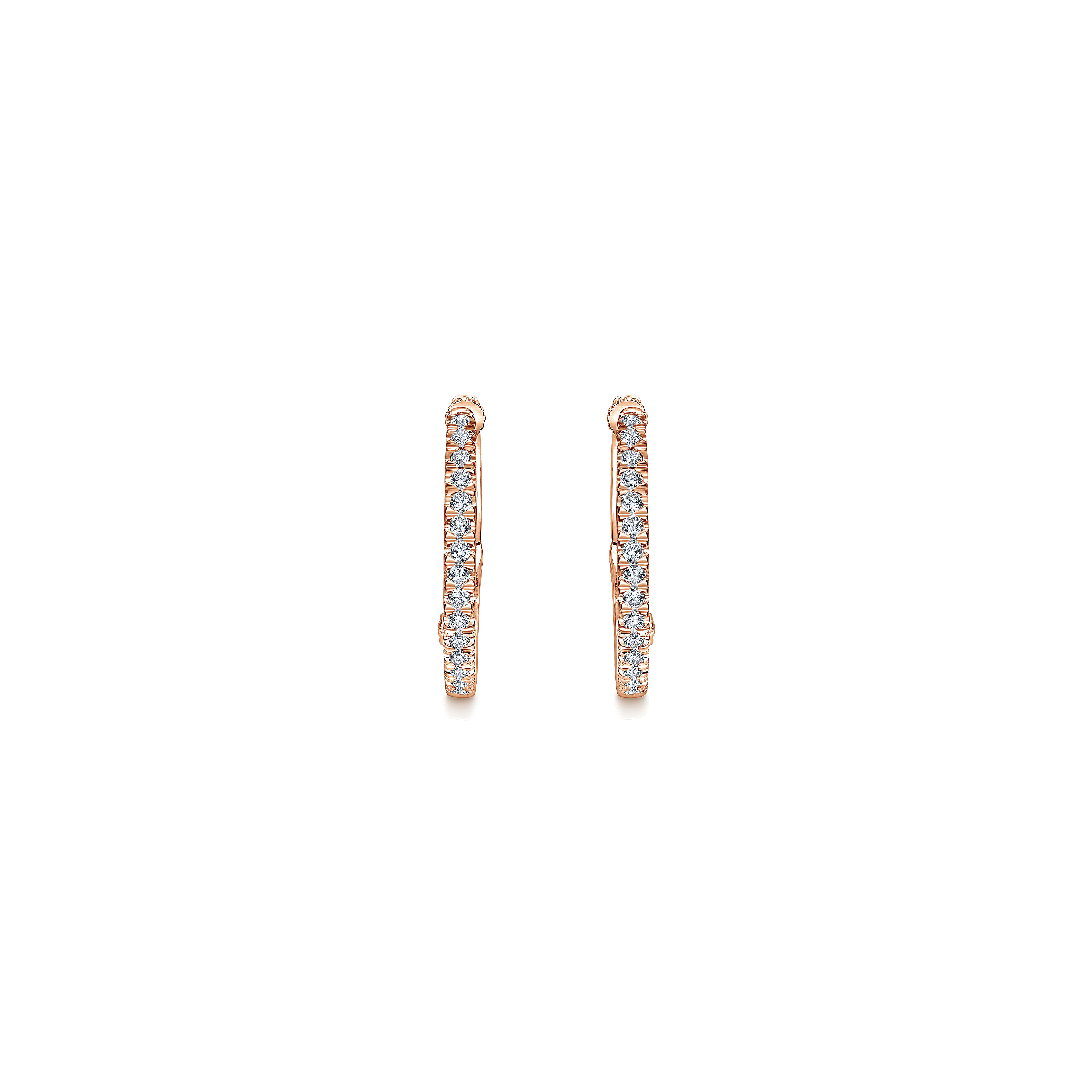 14K Rose Gold 15mm Diamond Earrings