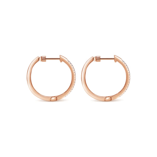 14K Rose Gold 20mm Round Classic Diamond Hoop Earrings