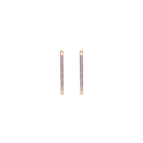14K Rose Gold 20mm Round Classic Diamond Hoop Earrings