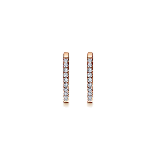 14K Rose Gold 25mm Round Diamond Classic Hoop Earrings