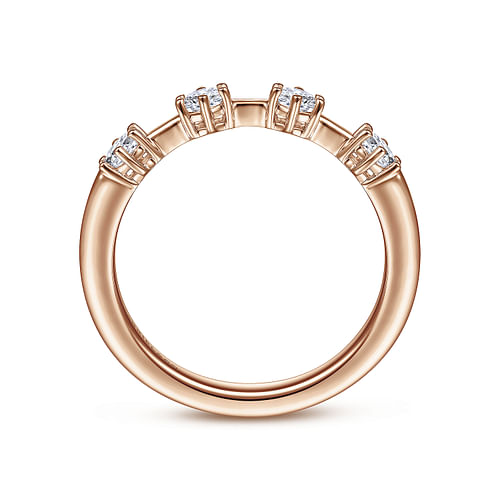 14K Rose Gold 4 Stone Stations Stackable Diamond Anniversary Band