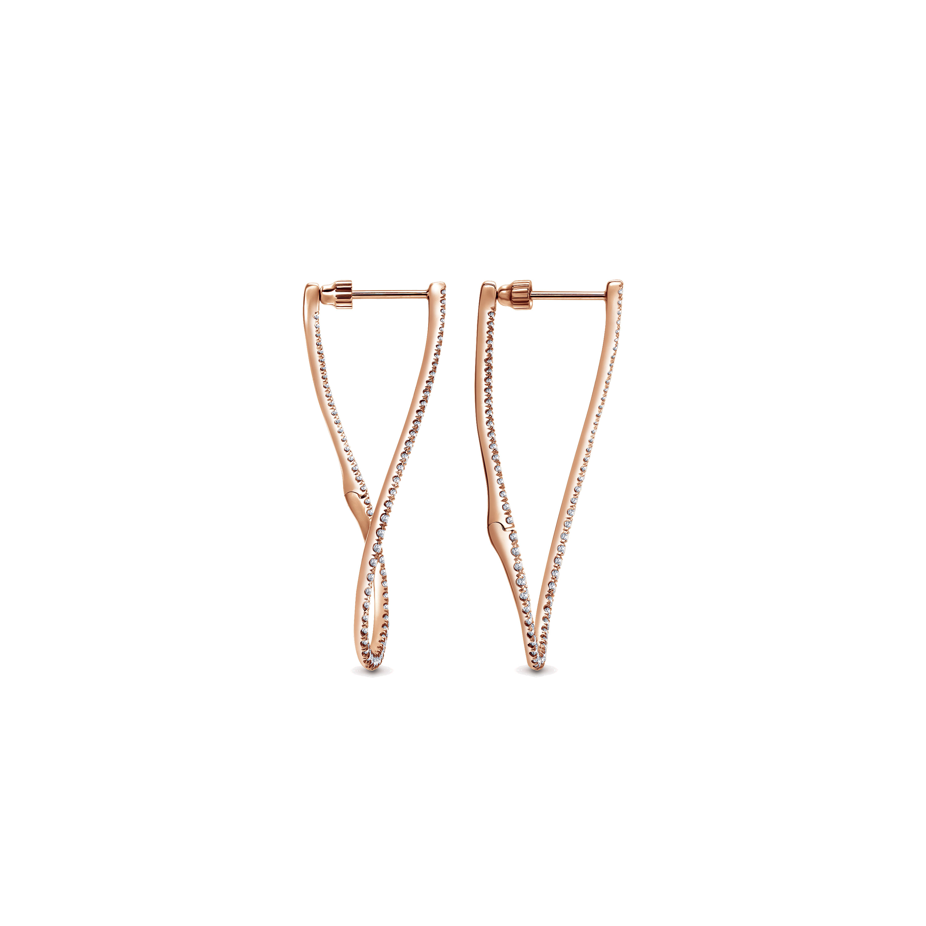 14K Rose Gold 45mm Diamond Hoop Earrings
