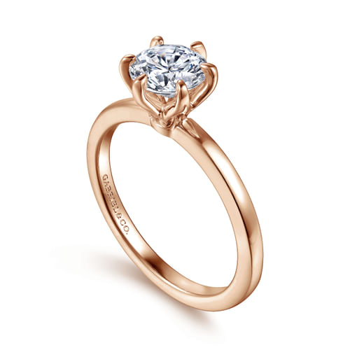 14K Rose Gold 6 Prong Round Solitaire Engagement Ring