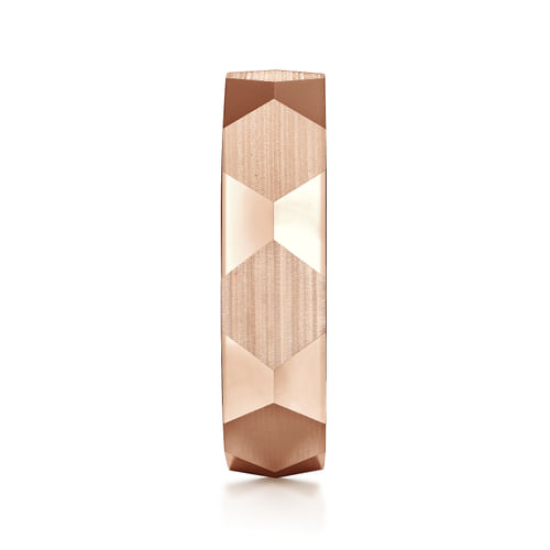 14K Rose Gold 6mm - Carved Men's Wedding Band in Satin Finish