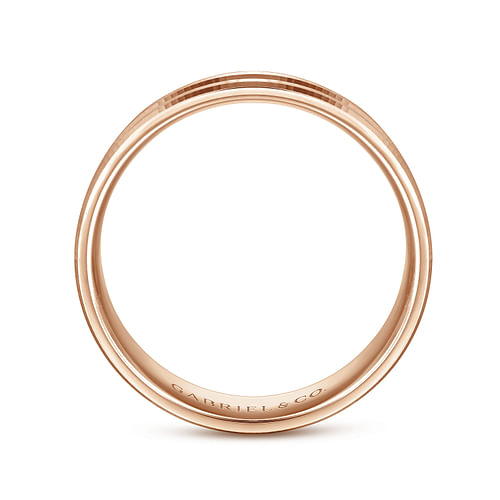 14K Rose Gold 6mm - Carved Men's Wedding Band in Satin Finish