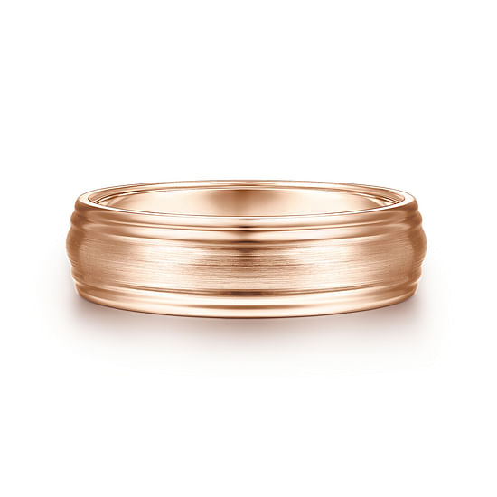 Gabriel - 14K Rose Gold 6mm - Carved Men's Wedding Band in Satin Finish