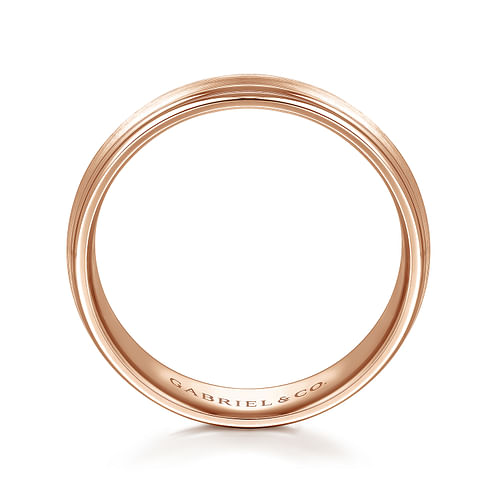 14K Rose Gold 6mm - Carved Men's Wedding Band in Satin Finish