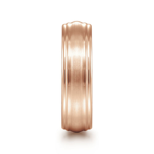 14K Rose Gold 6mm - Carved Men's Wedding Band in Satin Finish