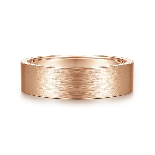 14K Rose Gold 6mm - Flat Men's Wedding Band in Satin Finish