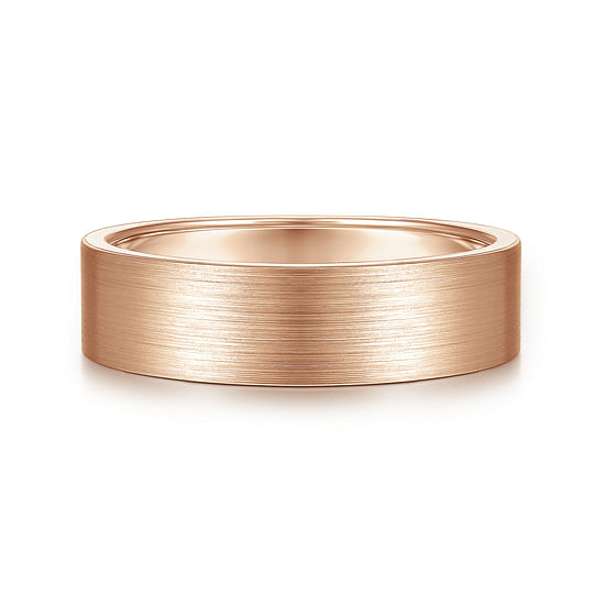 Gabriel - 14K Rose Gold 6mm - Flat Men's Wedding Band in Satin Finish