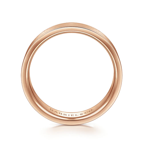 14K Rose Gold 6mm - Flat Men's Wedding Band in Satin Finish