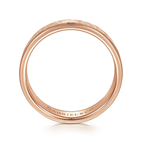 14K Rose Gold 6mm - Hammered Men's Wedding Band