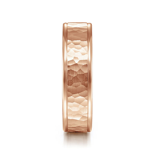 14K Rose Gold 6mm - Hammered Men's Wedding Band