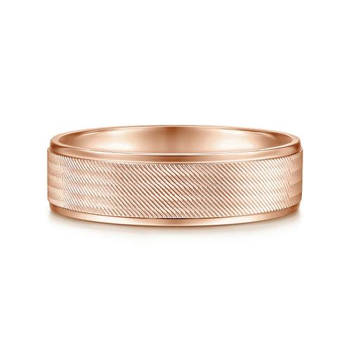 14K Rose Gold 6mm - Men's Wedding Band in Brushed Finish