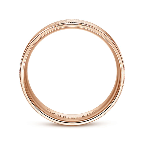 14K Rose Gold 6mm - Men's Wedding Band in Brushed Finish