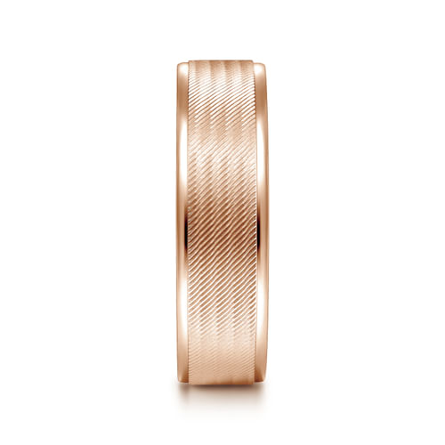 14K Rose Gold 6mm - Men's Wedding Band in Brushed Finish