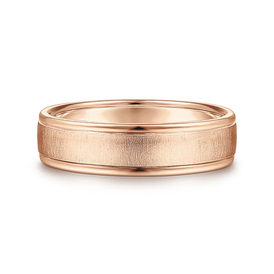 Gabriel - 14K Rose Gold 6mm - Men's Wedding Band in Sandblast Finish