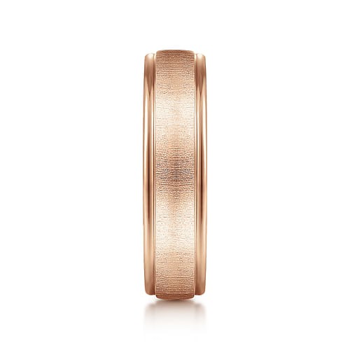 14K Rose Gold 6mm - Men's Wedding Band in Sandblast Finish